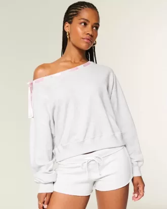 Schulterfreies Sweatshirt mit Bindeband