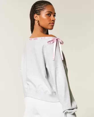 Schulterfreies Sweatshirt mit Bindeband