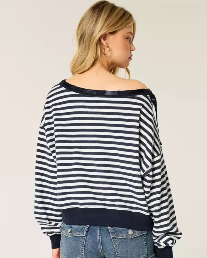 Schulterfreies Sweatshirt mit Bindeband Schulterfreies Sweatshirt mit Bindeband