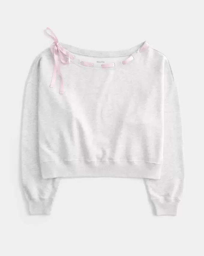 Schulterfreies Sweatshirt mit Bindeband Schulterfreies Sweatshirt mit Bindeband