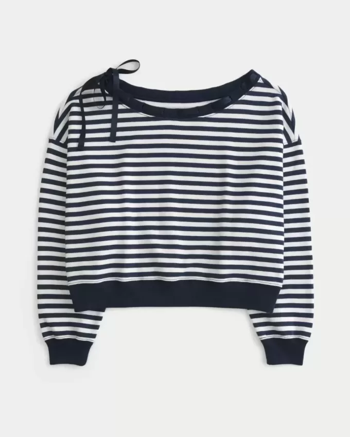 Schulterfreies Sweatshirt mit Bindeband Schulterfreies Sweatshirt mit Bindeband