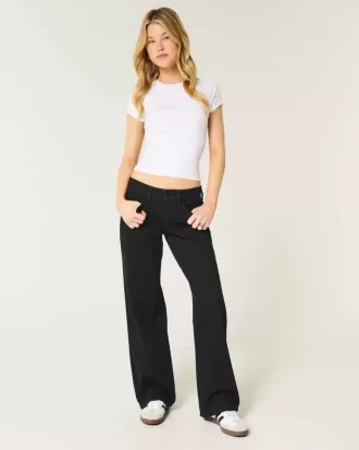 Schwarze Baggy-Jeans mit niedriger Taille
