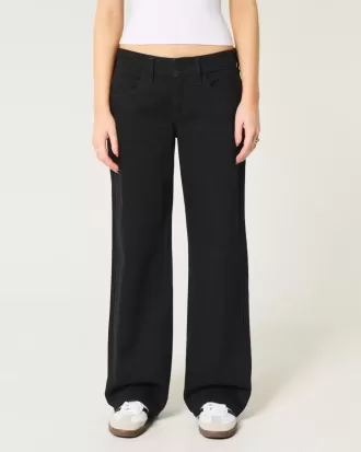 Schwarze Baggy-Jeans mit niedriger Taille