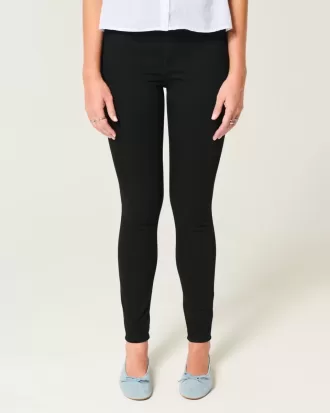 Schwarze Jeans-Leggings mit hohem Bund