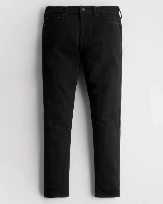 Schwarze, nicht verblassende, sportliche Skinny-Jeans