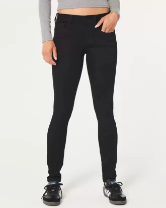 Schwarze Super Skinny Jeans mit niedrigem Bund