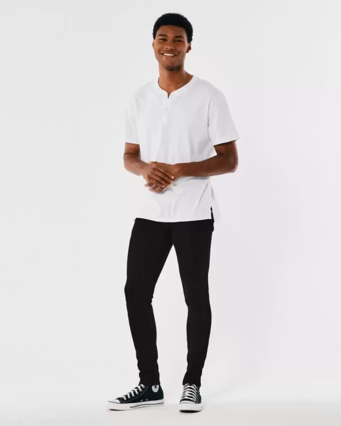Schwarze, verblassungsfreie Super Skinny Jeans