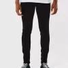 Schwarze, verblassungsfreie Super Skinny Jeans