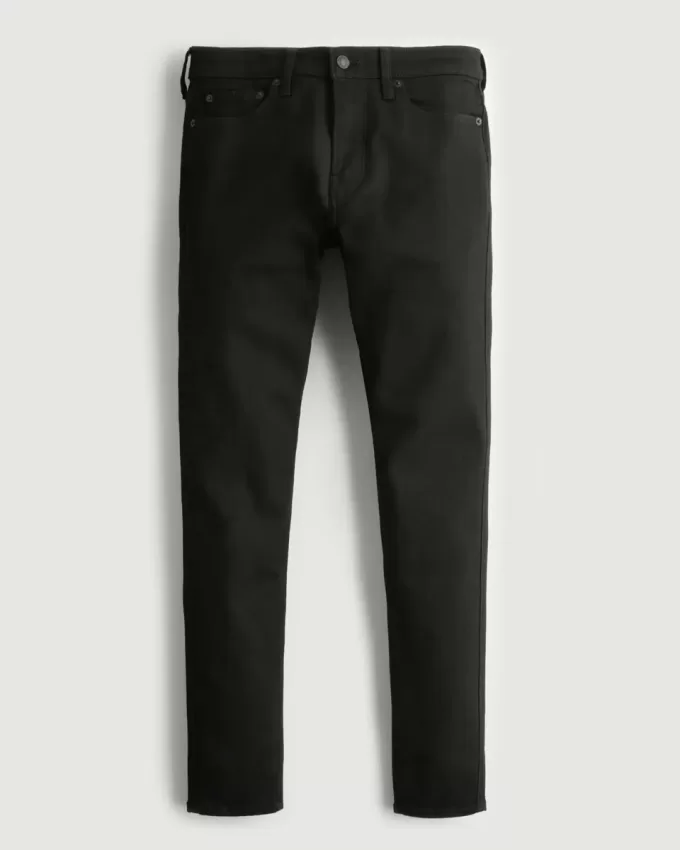 Schwarze, verblassungsfreie Super Skinny Jeans