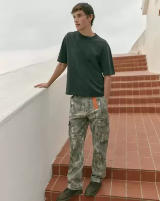 Schwere, lockere Cargohose mit Camouflage-Muster