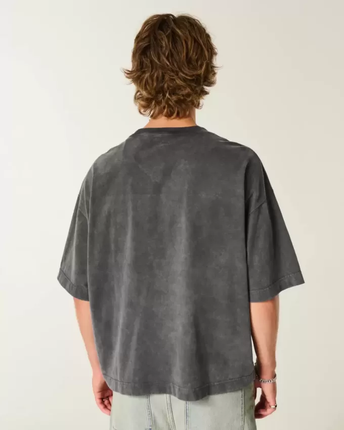 Schweres Baggy-Crop-T-Shirt mit Detroit-Football-Grafik Schweres Baggy-Crop-T-Shirt mit Detroit-Football-Grafik