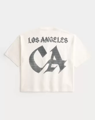 Schweres Baggy-Crop-T-Shirt mit Los Angeles-Football-Grafik