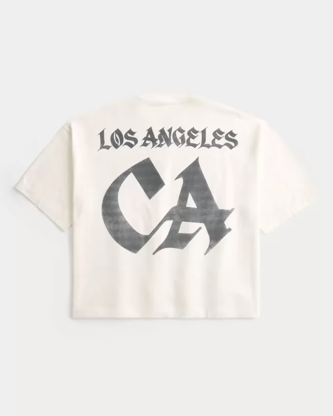 Schweres Baggy-Crop-T-Shirt mit Los Angeles-Football-Grafik Schweres Baggy-Crop-T-Shirt mit Los Angeles-Football-Grafik