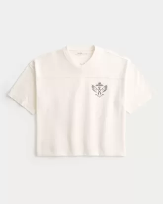 Schweres Baggy-Crop-T-Shirt mit Los Angeles-Football-Grafik