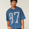 Schweres Baggy Crop Varsity Football-T-Shirt mit Grafik Schweres Baggy Crop Varsity Football-T-Shirt mit Grafik