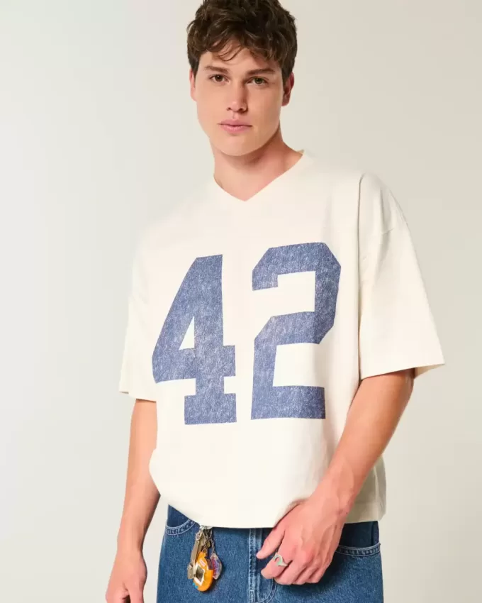 Schweres Baggy Crop Varsity Football-T-Shirt mit Grafik Schweres Baggy Crop Varsity Football-T-Shirt mit Grafik