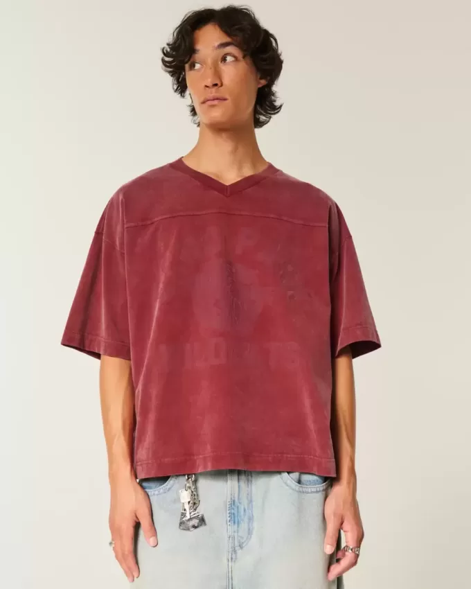 Schweres Baggy Crop Varsity Football-T-Shirt mit Grafik Schweres Baggy Crop Varsity Football-T-Shirt mit Grafik