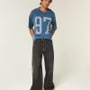Schweres Baggy Crop Varsity Football-T-Shirt mit Grafik Schweres Baggy Crop Varsity Football-T-Shirt mit Grafik