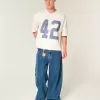 Schweres Baggy Crop Varsity Football-T-Shirt mit Grafik Schweres Baggy Crop Varsity Football-T-Shirt mit Grafik
