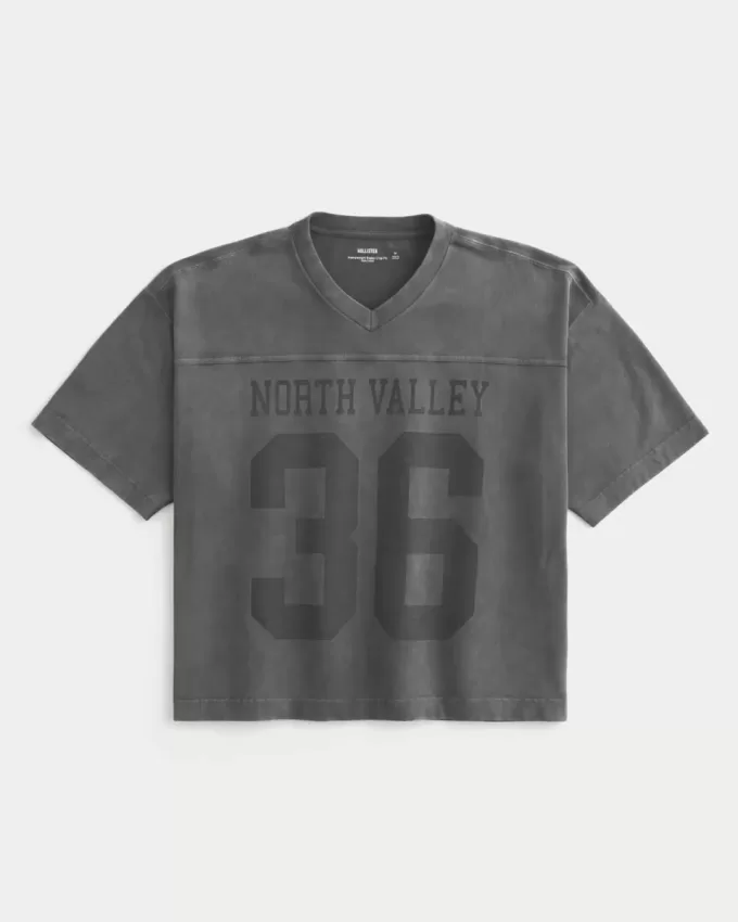 Schweres Baggy Crop Varsity Football-T-Shirt mit Grafik Schweres Baggy Crop Varsity Football-T-Shirt mit Grafik