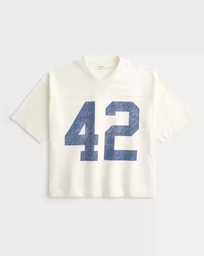 Schweres Baggy Crop Varsity Football-T-Shirt mit Grafik Schweres Baggy Crop Varsity Football-T-Shirt mit Grafik