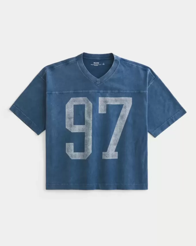 Schweres Baggy Crop Varsity Football-T-Shirt mit Grafik Schweres Baggy Crop Varsity Football-T-Shirt mit Grafik