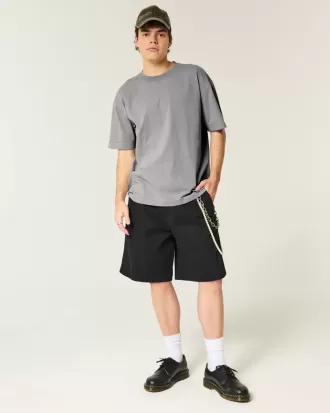 Schweres, verwaschenes T-Shirt mit Rundhalsausschnitt
