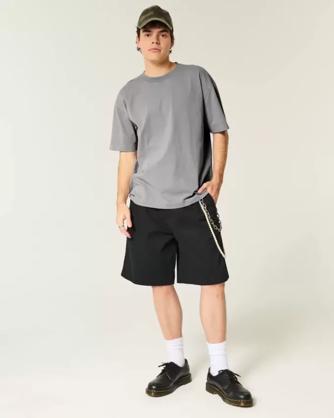 Schweres, verwaschenes T-Shirt mit Rundhalsausschnitt Schweres, verwaschenes T-Shirt mit Rundhalsausschnitt