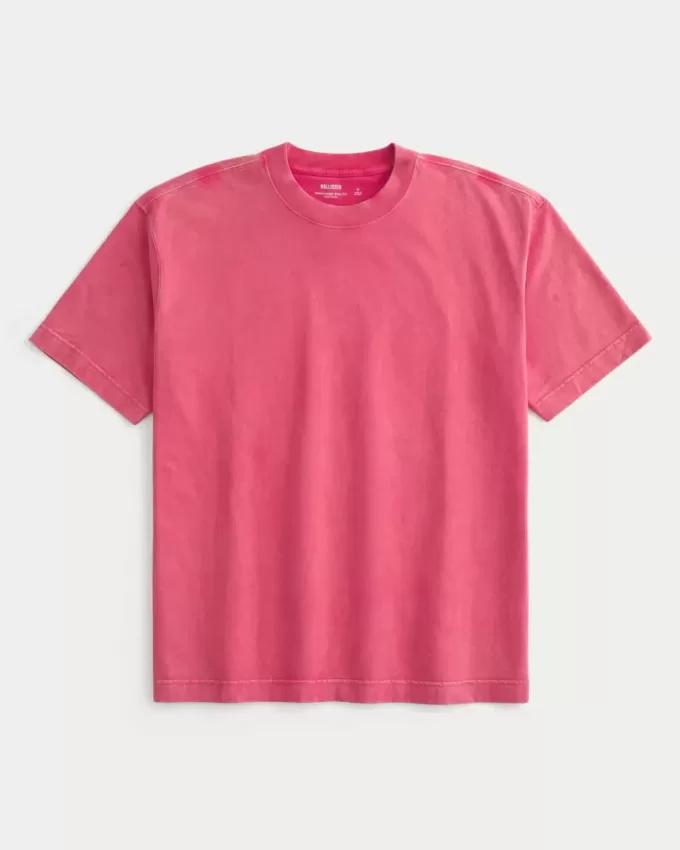 Schweres, verwaschenes T-Shirt mit Rundhalsausschnitt Schweres, verwaschenes T-Shirt mit Rundhalsausschnitt