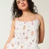Seersucker-Schlaftop mit Rüschen Seersucker-Schlaftop mit Rüschen