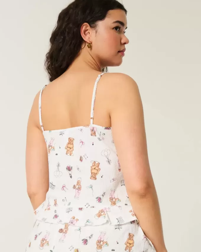 Seersucker-Schlaftop mit Rüschen Seersucker-Schlaftop mit Rüschen
