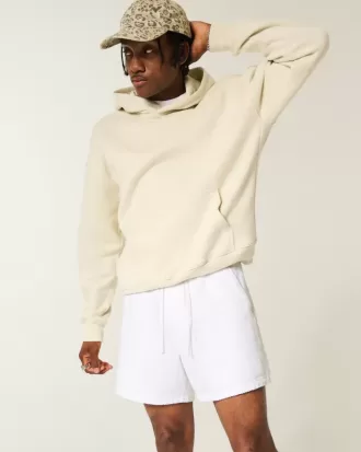 Seersucker-Shorts aus Leinenmischung bis zur Mitte des Oberschenkels