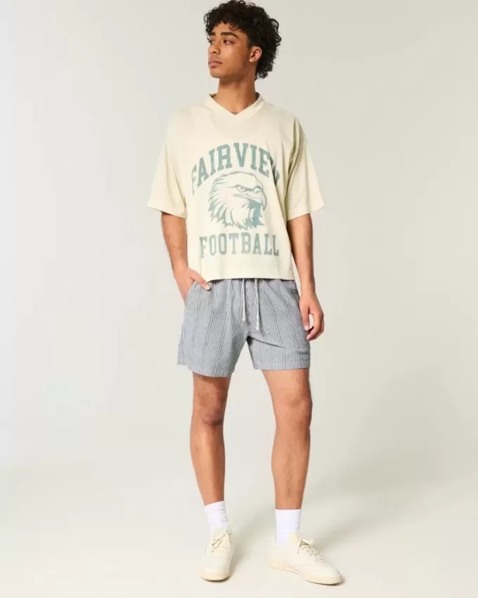 Seersucker-Shorts zum Überziehen bis zur Mitte des Oberschenkels