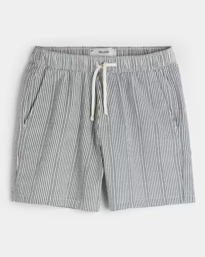 Seersucker-Shorts zum Überziehen bis zur Mitte des Oberschenkels