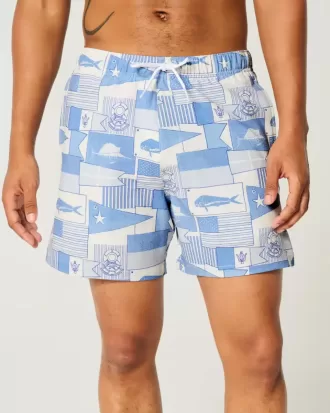 Seersucker Volley Badehose bis zur Mitte des Oberschenkels