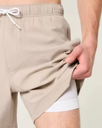 Seersucker Volley Badehose bis zur Mitte des Oberschenkels