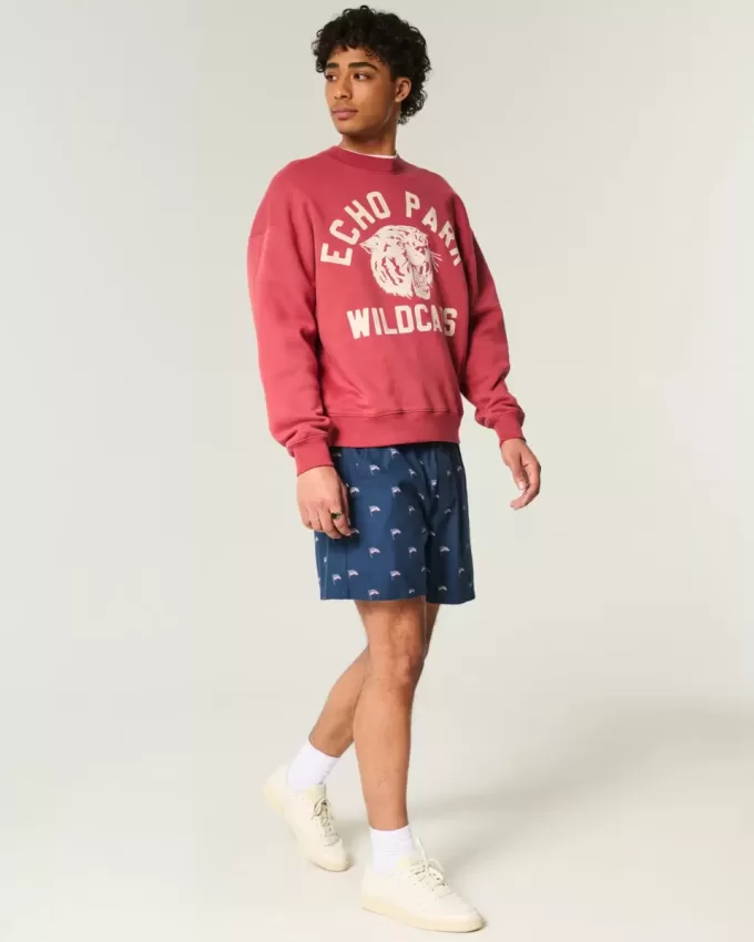 Shorts zum Überziehen mit amerikanischem Flaggenmuster bis zur Mitte des Oberschenkels