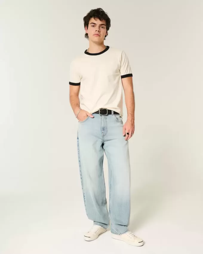Skater-Baggy-Jeans in heller Waschung