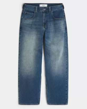 Skater-Baggy-Jeans mit Adler-Grafik in mittlerer Waschung