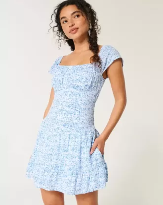 Skort-Kleid mit Flatterärmeln