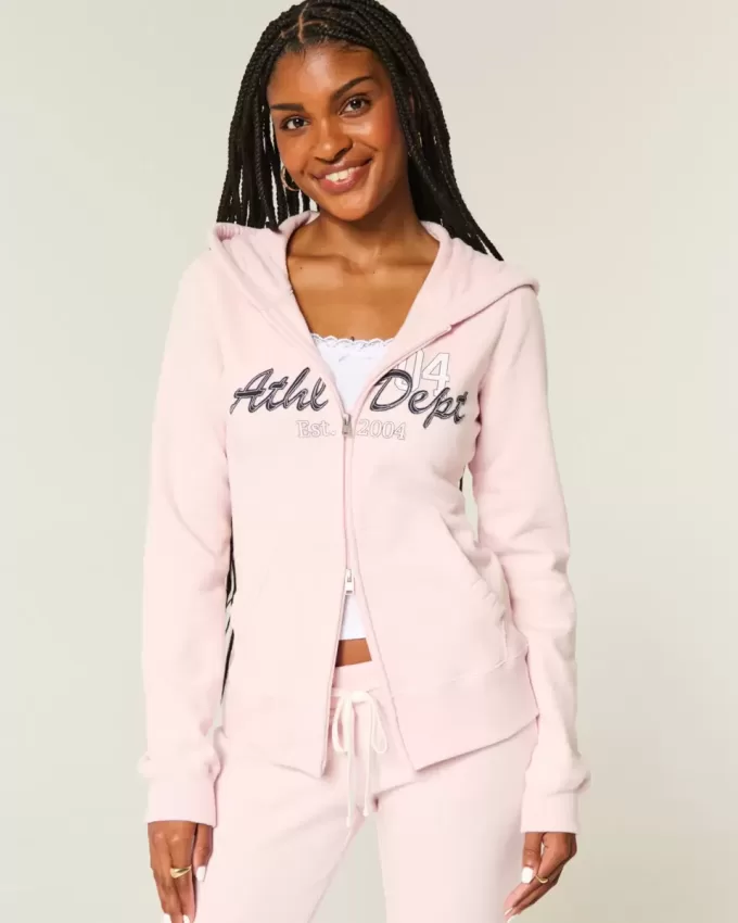 Slim Athletic Dept – Kapuzenpullover mit Grafik und Reißverschluss