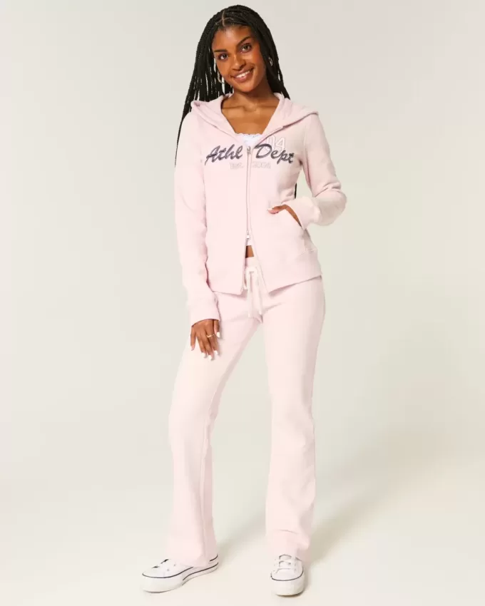 Slim Athletic Dept – Kapuzenpullover mit Grafik und Reißverschluss