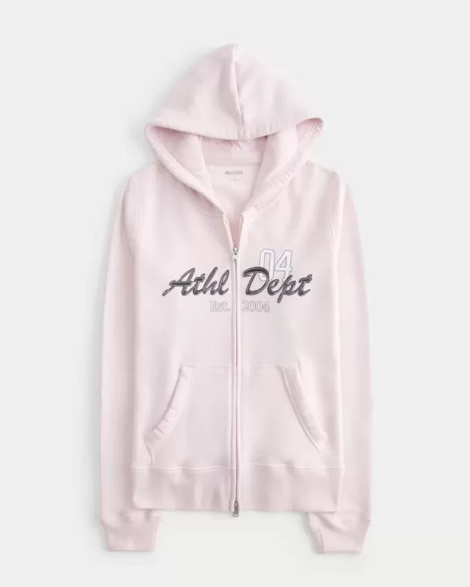 Slim Athletic Dept – Kapuzenpullover mit Grafik und Reißverschluss