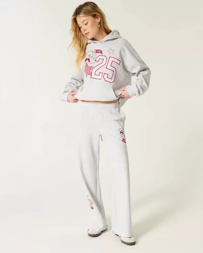 Sportliche Jogginghose mit weitem Bein und Grafik Sportliche Jogginghose mit weitem Bein und Grafik