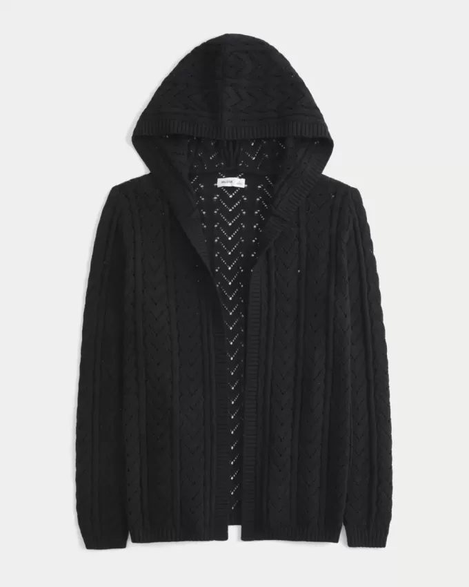 Stitchy Cardigan mit Kapuze und No-Close-Muster Stitchy Cardigan mit Kapuze und No-Close-Muster