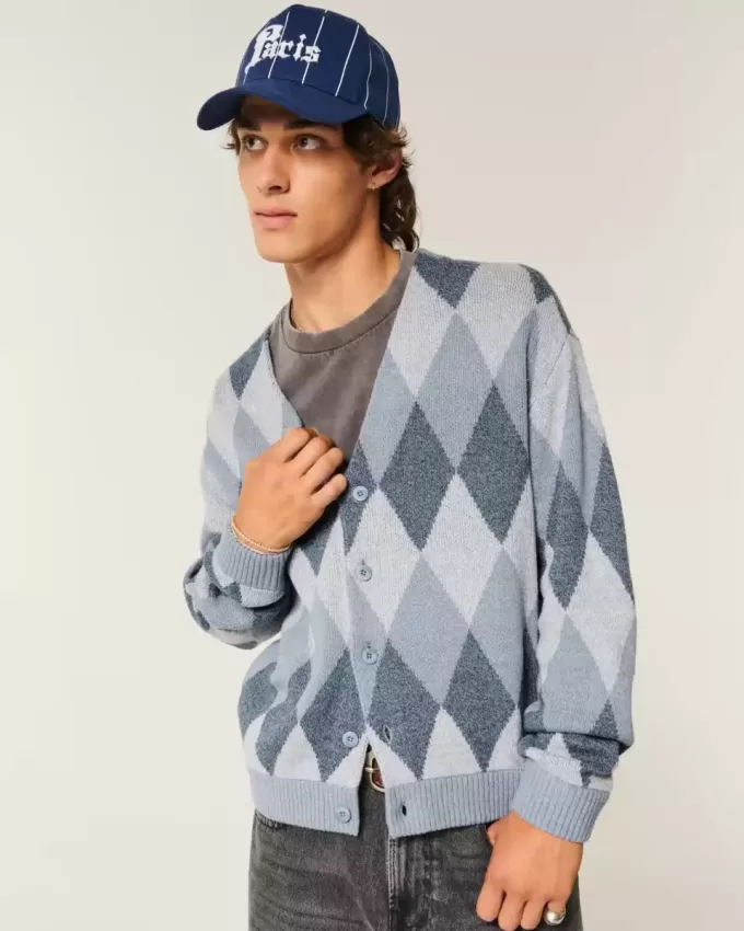 Strickjacke mit Kastenmuster