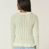 Strickjacke mit Rüschen und Bindeband vorne Strickjacke mit Rüschen und Bindeband vorne
