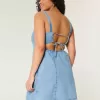 Strukturiertes Minikleid aus Leinenmischung Strukturiertes Minikleid aus Leinenmischung