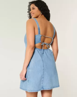 Strukturiertes Minikleid aus Leinenmischung