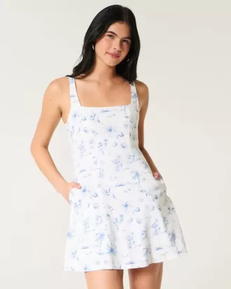 Strukturiertes Minikleid aus Leinenmischung